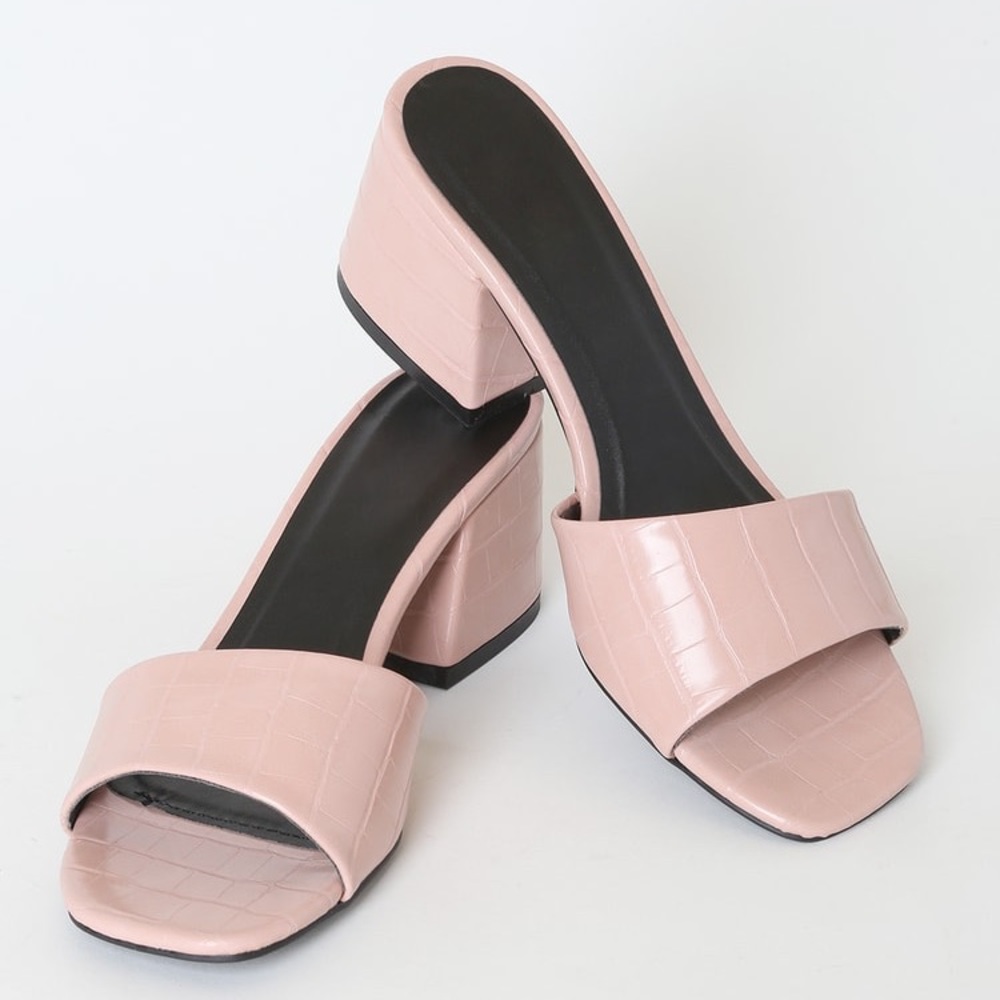 Tarra Blush Crocodile Embossed High Heel